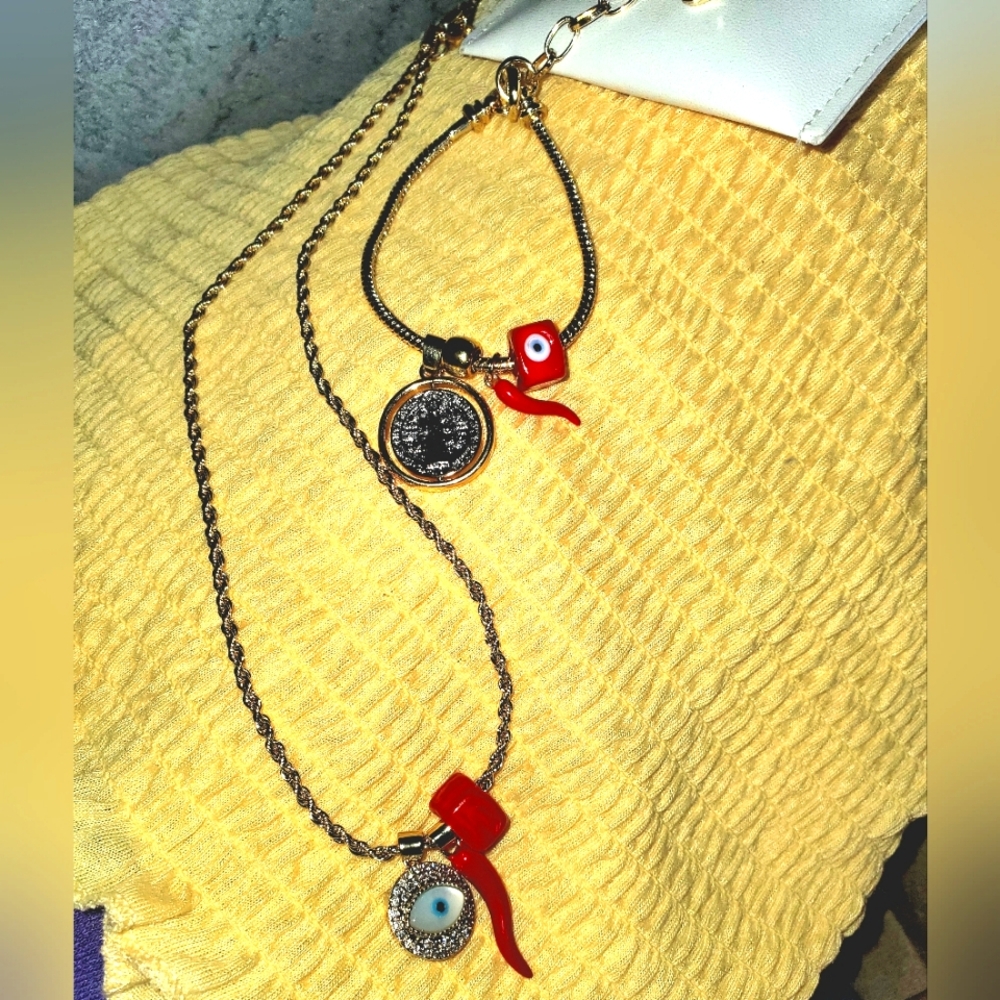 Evil Eye Necklace & St. Benedict Bracelet Set